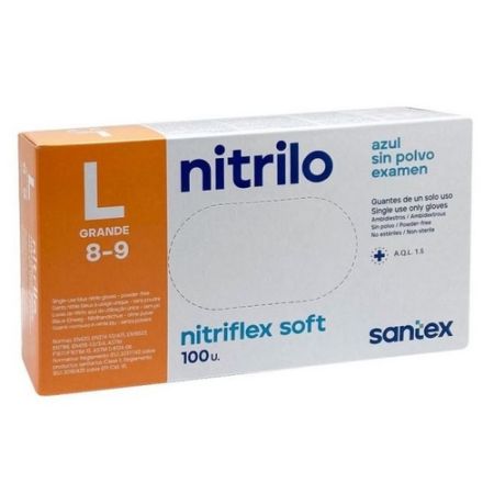 Luvas de Nitrilo s/P&oacute; Azul Cx100