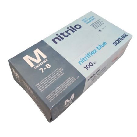 Luvas de Nitrilo s/P&oacute; Azul Cx100