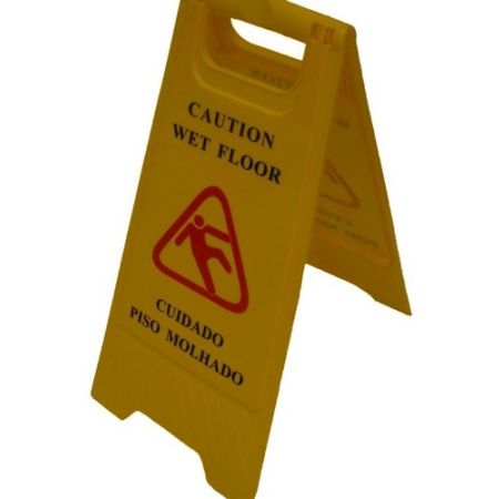 Sinal de Pavimento Molhado Ingl&ecirc;s/Portugu&ecirc;s